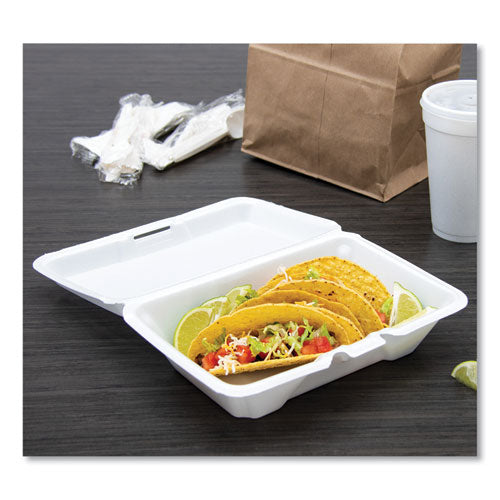 Foam Hinged Lid Containers, 6.4 X 9.3 X 2.9, White, 100/pack, 2 Packs/carton
