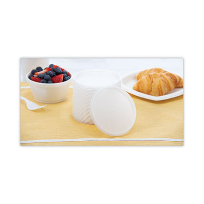 Plastic Lids For Foam Cups, Bowls And Containers, Flat, Vented, Fits 6 Oz To 32 Oz, Translucent, 100/pack, 10 Packs/carton