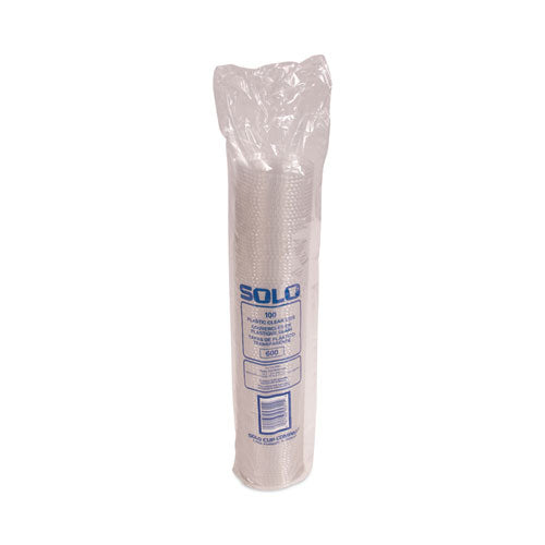 Straw-slot Cold Cup Lids, Fits 10 Oz Cold Cups, Plastic, Clear, 100/pack, 25 Packs/carton