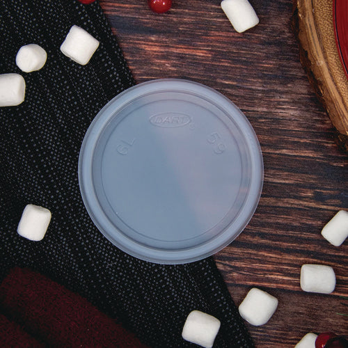 Non-vented Cup Lids, Fits 6 Oz Hot Cups/2 Oz To 4 Oz Food Containers, Plastic, Translucent, 1,000/carton