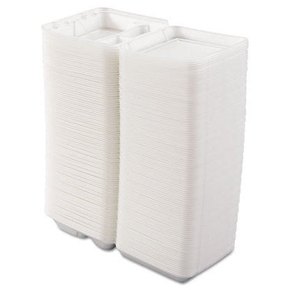 Foam Hinged Lid Containers, 3 Compartments, 7.5 X 8 X 2.3, White, 200/carton