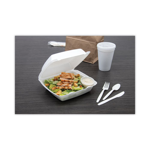 Foam Hinged Lid Containers, 8.38 X 7.78 X 3.25, White, 200/carton