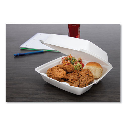 Foam Hinged Lid Containers, 3 Compartments, 8.38 X 7.78 X 3.25, 200/carton