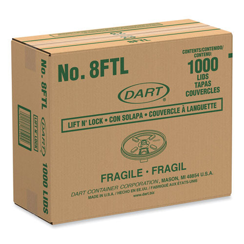 Lift N' Lock Plastic Hot Cup Lids, Fits 8 Oz Hot Cups, White, 1,000/carton