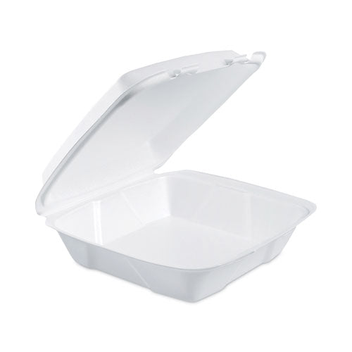 Insulated Foam Hinged Lid Containers, 9.01 X 9.4 X 3, White, 100/pack, 2 Packs/carton