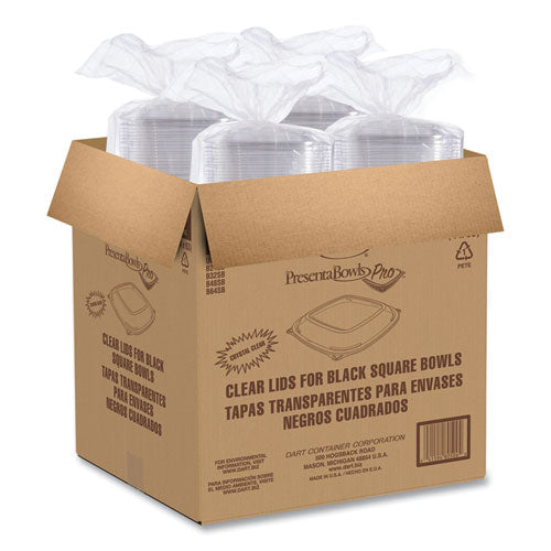 Presentabowls Pro Clear Square Lids For 24 Oz To 32 Oz Bowls, 8.5 X 8.5 X 0.5, Clear, Plastic, 63/bag, 4 Bags/carton