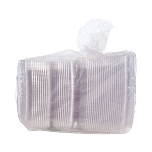 Staylock Clear Hinged Lid Containers, 3 Compartments, 8.6 X 9 X 3, Clear, Plastic, 100/packs, 2 Packs/carton