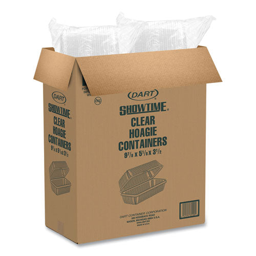 Showtime Clear Hinged Containers, Hoagie Container, 29.9 Oz, 5.1 X 9.9 X 3.5, Clear, Plastic, 100/bag, 2 Bags/carton