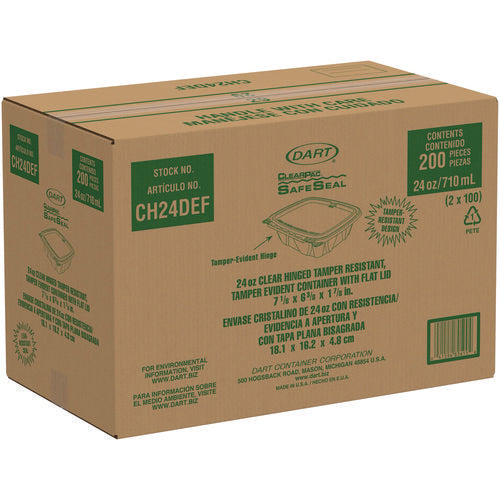 Clearpac Safeseal Rpet Tamper-resistant Container, Proplanet Seal, Flat Lid, 24 Oz, Clear, 100/bag, 2 Bags/carton