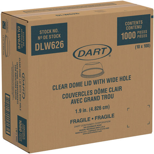 Open-top Dome Lid, With 1.9" Dia Hole, Fits 16 Oz To 24 Oz Cold Cups, Plastic, Clear, 1,000/carton
