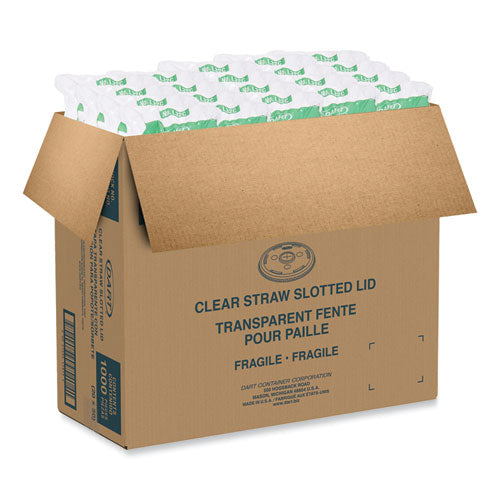 Straw-slot Cold Cup Lids, Fits 30 Oz To 32 Oz Cold Cups, Plastic, Clear, 50/sleeve, 20 Sleeves/carton