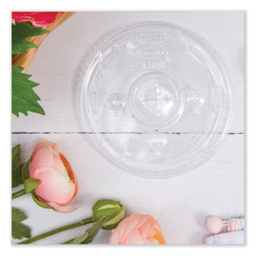 Straw-slot Cold Cup Lids, Fits 30 Oz To 32 Oz Cold Cups, Plastic, Clear, 50/sleeve, 20 Sleeves/carton