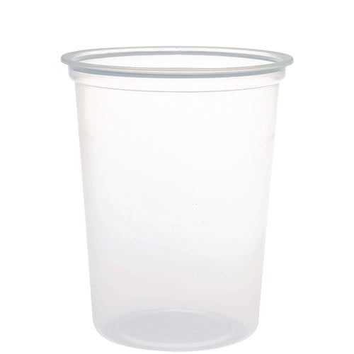 Microgourmet Plastic Deli Container, 32 Oz, 4.7" Diameter X 5.7" H, Clear, 500/carton