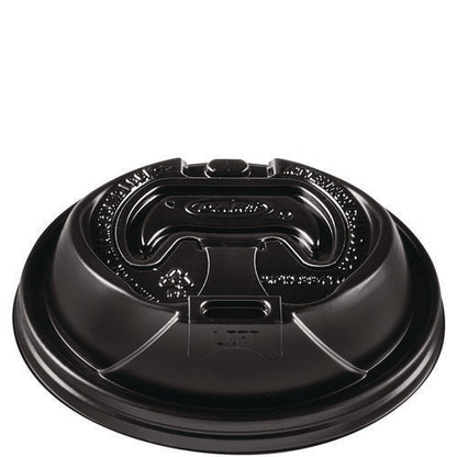 Optima Reclosable Lids For Hot Paper Cups, Fits 12 Oz To 24 Oz Hot Cups, Plastic, Black, 1,200/carton