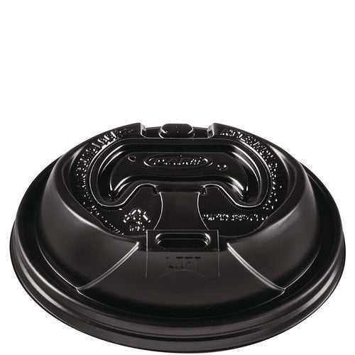 Optima Reclosable Lids For Hot Paper Cups, Fits 12 Oz To 24 Oz Hot Cups, Plastic, Black, 1,200/carton