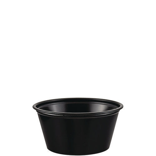 Polystyrene Portion Cups, 2 Oz, Plastic, Black, 250/bag, 10 Bags/carton