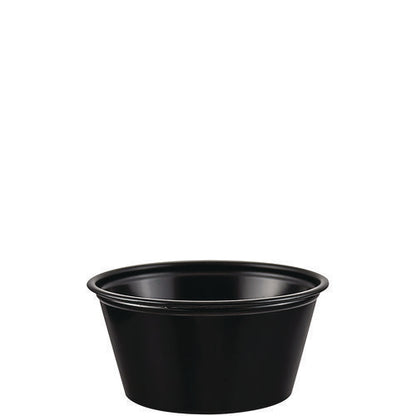 Polystyrene Portion Cups, 2 Oz, Plastic, Black, 250/bag, 10 Bags/carton