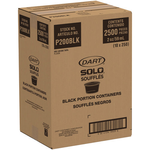 Polystyrene Portion Cups, 2 Oz, Plastic, Black, 250/bag, 10 Bags/carton