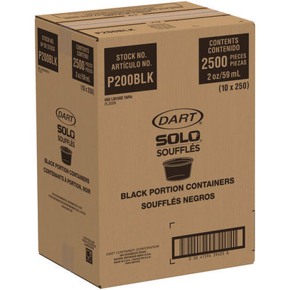 Polystyrene Portion Cups, 2 Oz, Plastic, Black, 250/bag, 10 Bags/carton