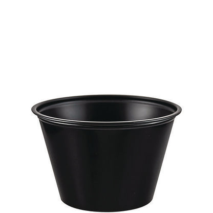 Polystyrene Portion Cups, 4 Oz, Plastic, Black, 250/bag, 10 Bags/carton