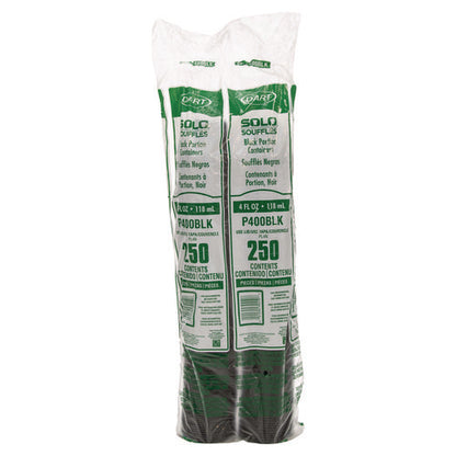 Polystyrene Portion Cups, 4 Oz, Plastic, Black, 250/bag, 10 Bags/carton