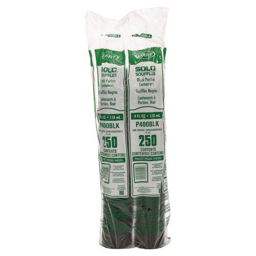 Polystyrene Portion Cups, 4 Oz, Plastic, Black, 250/bag, 10 Bags/carton