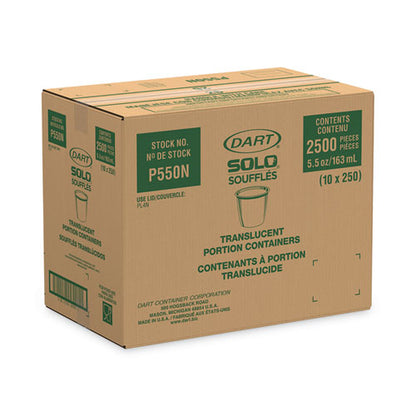 Polystyrene Portion Cups, 5.5 Oz, Plastic, Translucent, 250/bag, 10 Bags/carton
