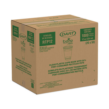 Bare Eco-forward Rpet Cold Cups, Squat, 12 Oz To 14 Oz, Plastic, Leaf Design, 50/pack, 20 Packs/carton