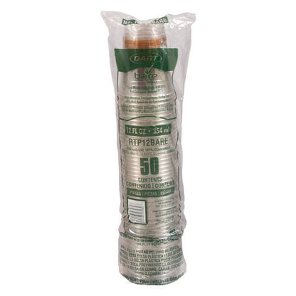 Bare Eco-forward Rpet Cold Cups, Squat, 12 Oz To 14 Oz, Plastic, Leaf Design, 50/pack