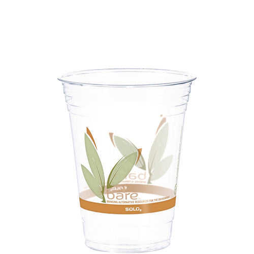 Bare Eco-forward Rpet Cold Cups, 16 Oz To 18 Oz, Plastic, Leaf Design, Clear, 50/pack, 20 Packs/carton