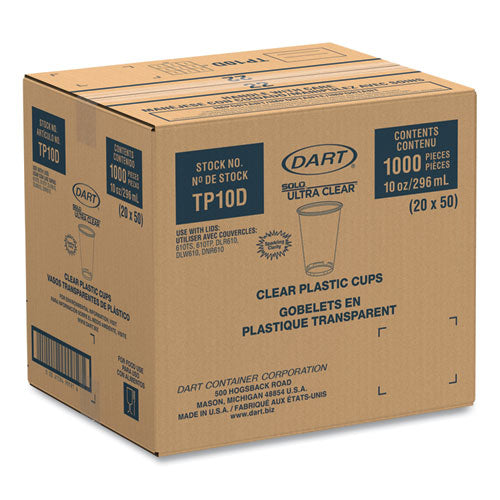 Ultra Clear Pet Cups, Tall, 10 Oz, Plastic, 50/bag, 20 Bags/carton