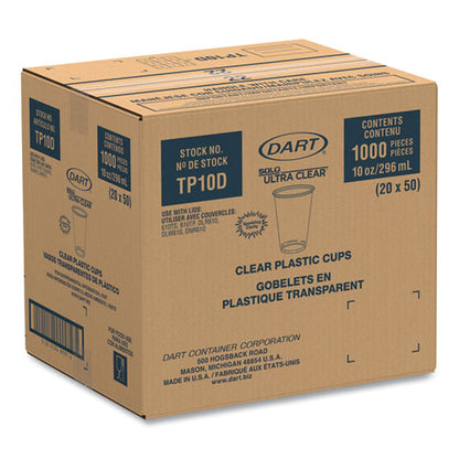 Ultra Clear Pet Cups, Tall, 10 Oz, Plastic, 50/bag, 20 Bags/carton