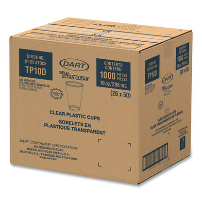 Ultra Clear Pet Cups, Tall, 10 Oz, Plastic, 50/bag, 20 Bags/carton