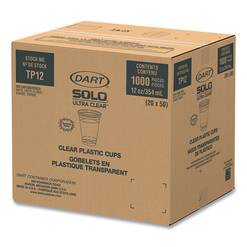Ultra Clear Pet Cups, Practical Fill, 12 Oz To 14 Oz, Plastic, 50/bag, 20 Bags/carton