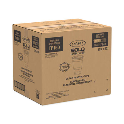 Ultra Clear Pet Cups, Squat, 16 Oz, Plastic, 50/pack