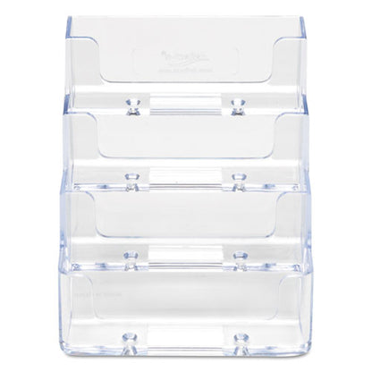 4-pocket Business Card Holder, Holds 200 Cards, 3.94 X 3.5 X 3.75, Plastic, Clear