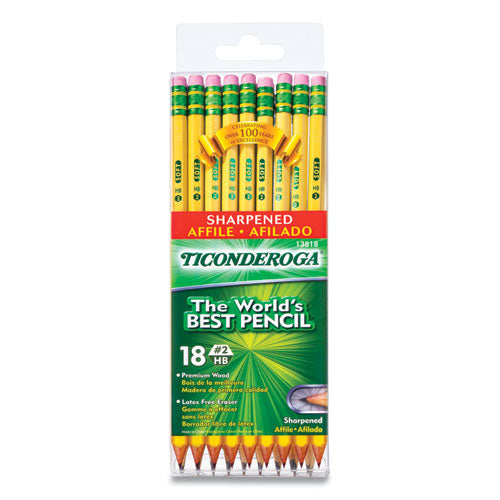 Pre-sharpened Pencil, Hb (#2), Black Lead, Yellow Barrel, 18/pack