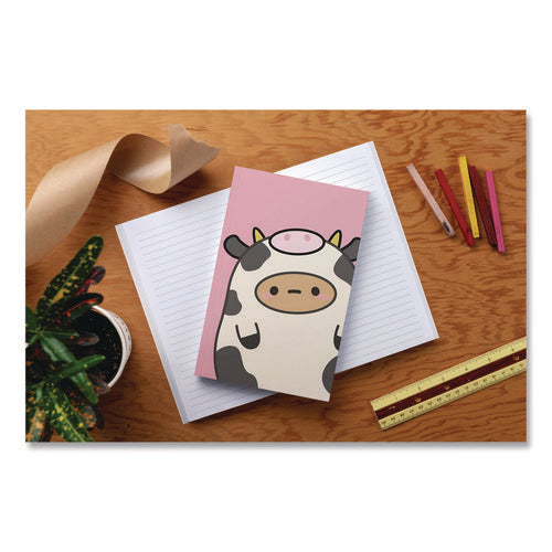Smoko Tayto Mootato Layflat Notebook, 1-subject, Medium/college Rule, Pink/white/brown Cover, (72) 8 X 5 Sheets