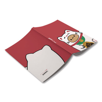 Smoko Tayto Lucky Cat Layflat Notebook, 1-subject, Medium/college Rule, Red/white/brown Cover, (72) 8 X 5 Sheets