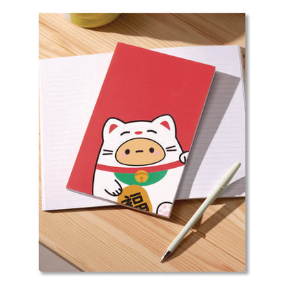 Smoko Tayto Lucky Cat Layflat Notebook, 1-subject, Medium/college Rule, Red/white/brown Cover, (72) 8 X 5 Sheets