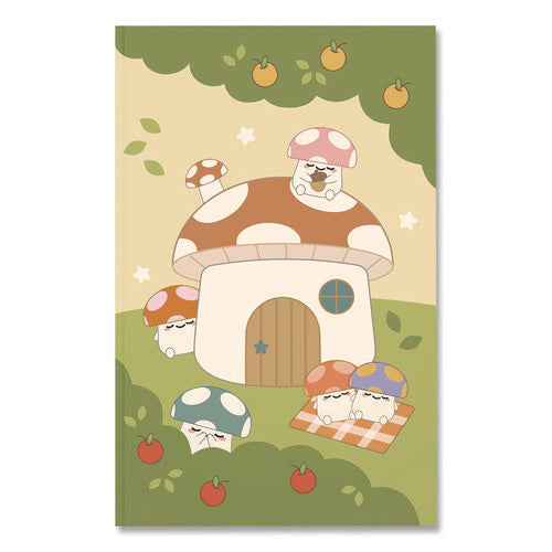 Smoko Mushroom Garden Layflat Notebook, 1-subject, Medium/college Rule, Green/tan/red Cover, (72) 8 X 5 Sheets