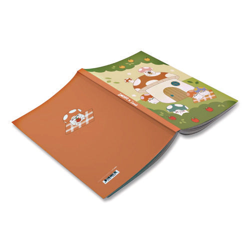 Smoko Mushroom Garden Layflat Notebook, 1-subject, Medium/college Rule, Green/tan/red Cover, (72) 8 X 5 Sheets