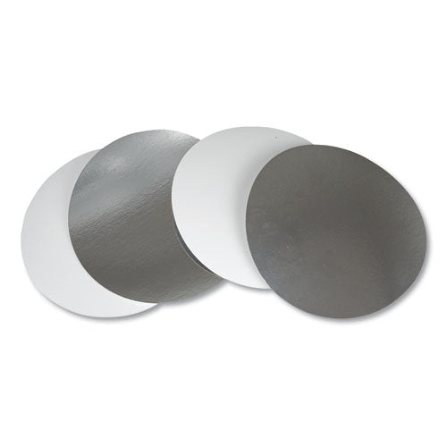 Flat Board Lids, For 8" Round Containers, Silver, Paper, 500/carton