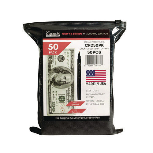 Counterfeit Bill Detector Marker Pen, 3 X 7.25 X 0.6, Black, 50/pack