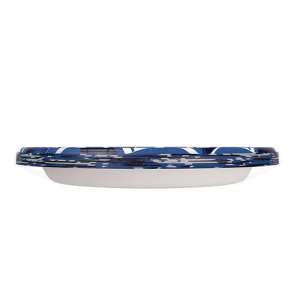 Heavy Duty Disposable Dinnerware, Large Plate, Paper, 11.5" Dia, Floral, Blue/yellow/white, 12/pack