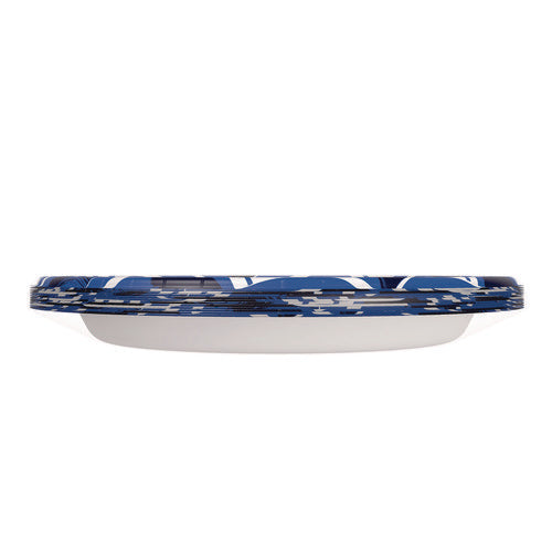 Heavy Duty Disposable Dinnerware, Large Plate, Paper, 11.5" Dia, Floral, Blue/yellow/white, 12/pack
