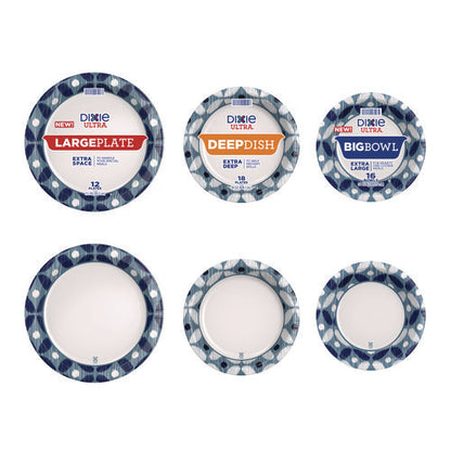 Heavy Duty Disposable Dinnerware, Large Plate, Paper, 11.5" Dia, Floral, Blue/yellow/white, 12/pack