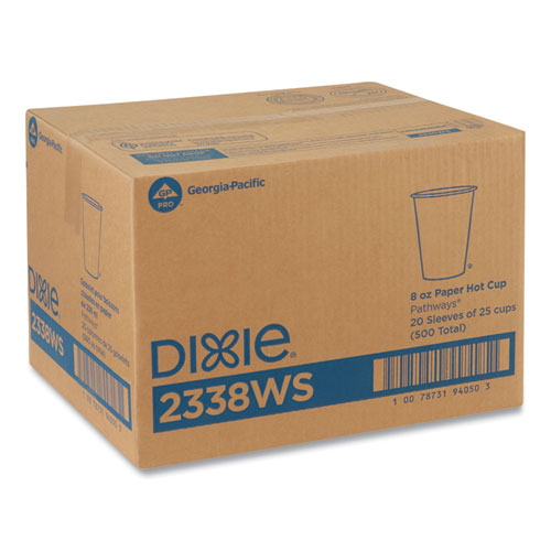 Pathways Paper Hot Cups, 8 Oz, White/brown, 25/bag, 20 Bags/carton
