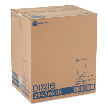 Pathways Paper Hot Cups, 12 Oz, White/brown, 50/sleeve, 20 Sleeves/carton