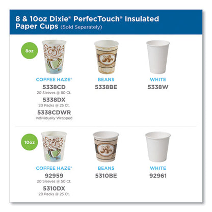 Perfectouch Hot Cups, Individually Wrapped, 8 Oz, Paper, Coffee Haze Design, 50/sleeve, 20 Sleeves/carton